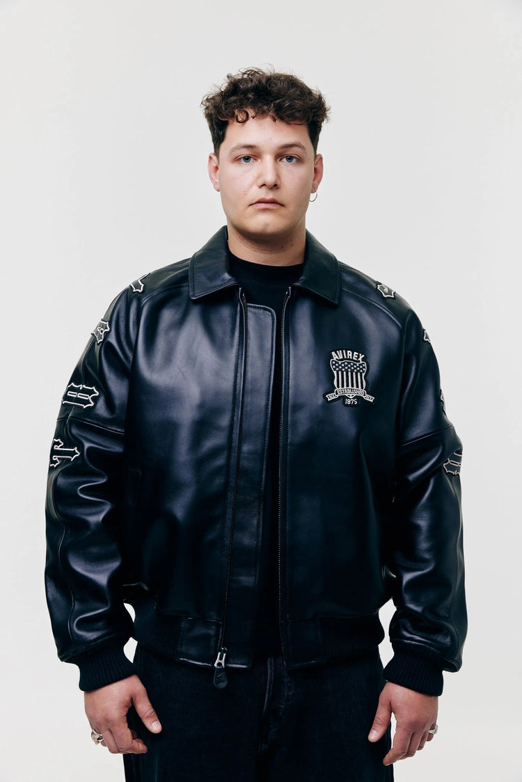 AVIREX x TRAPSTAR Lederjacke - Black - LOOT.