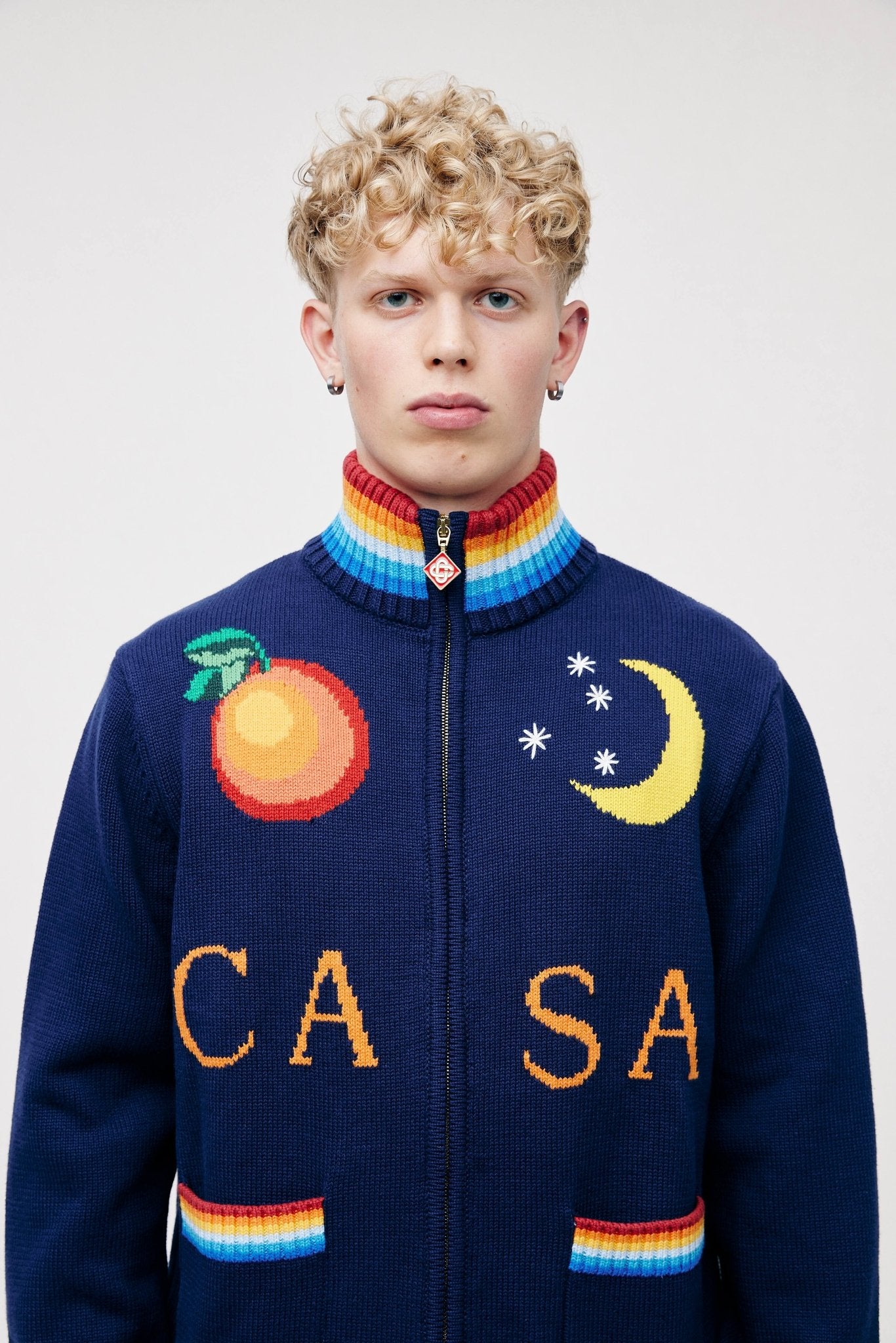 Casablanca Casa Club Jacket Navy Blue/Multi - LOOT.