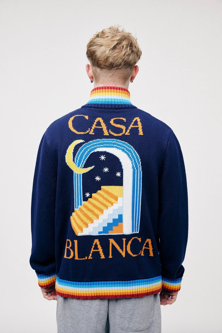 Casablanca Casa Club Jacket Navy Blue/Multi - LOOT.