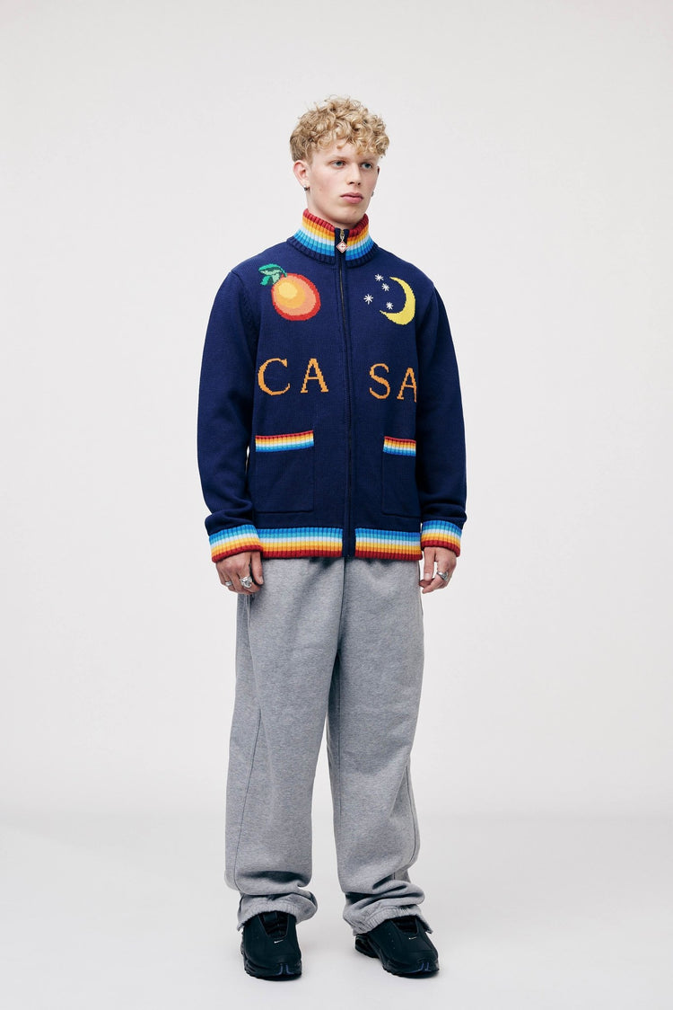 Casablanca Casa Club Jacket Navy Blue/Multi - LOOT.