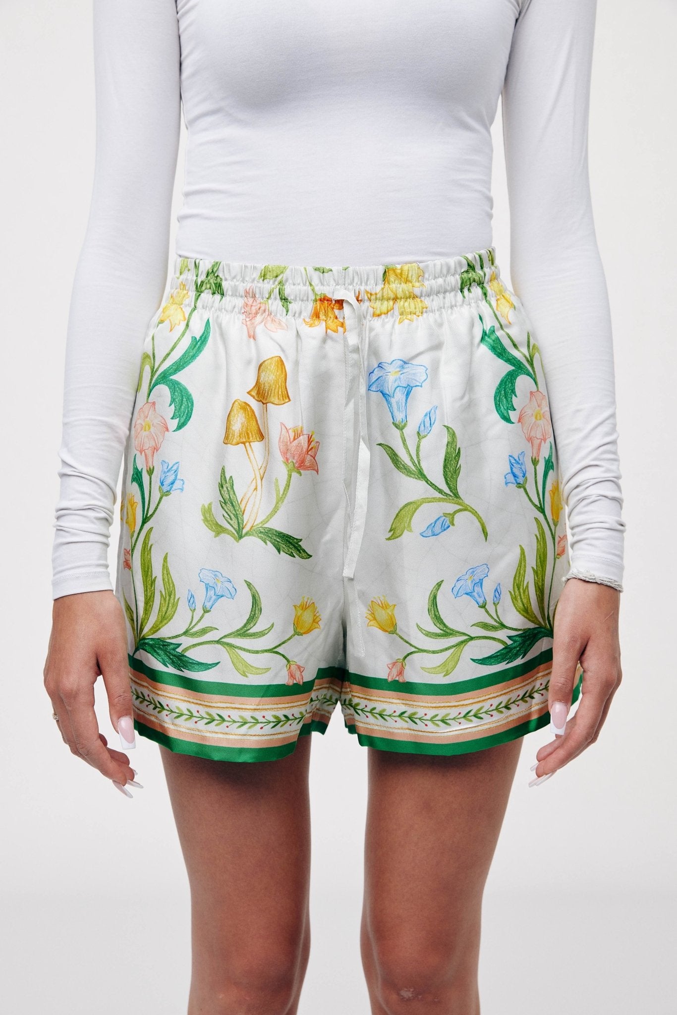 Casablanca L'Arche Fleurie Silk Shorts - LOOT.