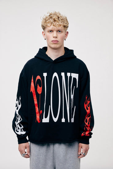 Vlone x Palm Angels Hoodie Black/Red - LOOT.